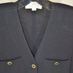 ST. JOHN BLACK AND GOLD TWO PIECE  FOUR BUTTON SKIRT SET SIZE 6 / 4